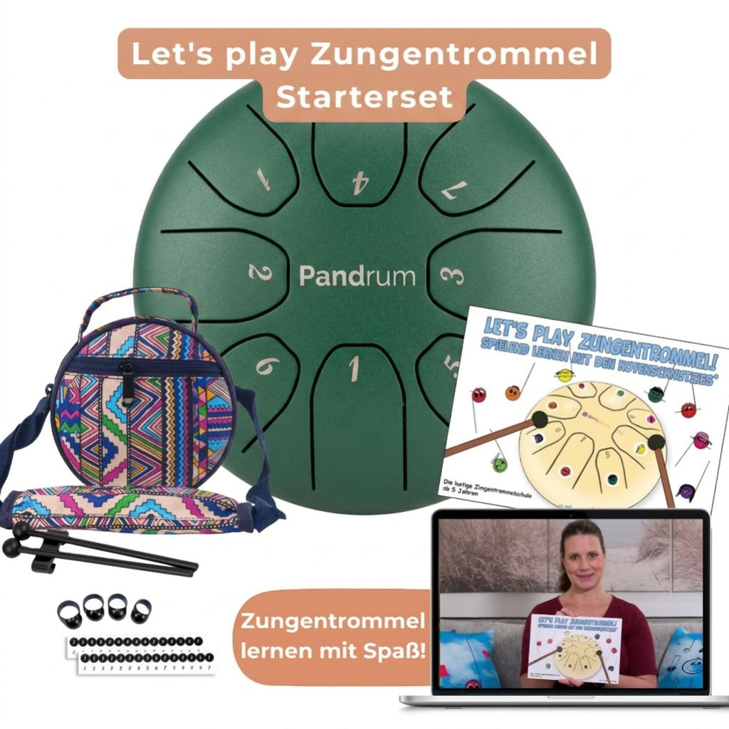 Pandrum Zungentrommel – Let's Play Starterset (Zungentrommel + Lernheft & Sticker)